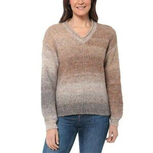 NWT Briggs Women's Cozy V-Neck Ombre Knitt Sweater